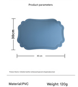 4 pcs Retro Faux Leather Placemat - Waterproof & Oil-Proof Dining Table Mat (Green) - Side View