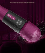 (Green) Powerful Dual Stimulation Wand Vibrator - Heated Tip, Multi-Mode, LCD Display - Rear View