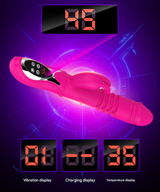 (Purple)Ultimate G-Spot & Clitoral Rabbit Vibrator - Telescopic, Heated, Rotating - Side View