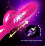 (Purple)Ultimate G-Spot & Clitoral Rabbit Vibrator - Telescopic, Heated, Rotating - Top-Down View