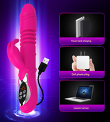 (Rose red)Ultimate G-Spot & Clitoral Rabbit Vibrator - Telescopic, Heated, Rotating - 45-Degree Angle