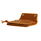 Coffee Vintage Handmade Crazy Horse Leather Wallet - Compact Card Holder & Zippered Coin Purse with Snap Closure - Top-Down View