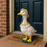 Khaki and Yellow 2 Sets Adorable Porch Goose & Small Pet Costume Set - 2 Summer Straw Hat & 2 Gingham Bib - 45-Degree Angle