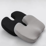 Black Ergonomic U-Shaped Memory Foam Seat Cushion - Coccyx Relief & Posture Support with Breathable Cover - Front View