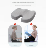 Black Ergonomic U-Shaped Memory Foam Seat Cushion - Coccyx Relief & Posture Support with Breathable Cover - Side View