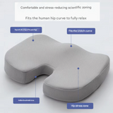 Black Ergonomic U-Shaped Memory Foam Seat Cushion - Coccyx Relief & Posture Support with Breathable Cover - Top-Down View