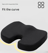 Black Ergonomic U-Shaped Memory Foam Seat Cushion - Coccyx Relief & Posture Support with Breathable Cover - 45-Degree Angle