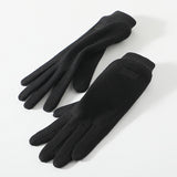 Black Elegant Women's Wool Blend Winter Gloves - Cozy Fleece-Lined Touchscreen Warmth