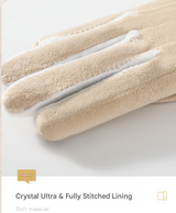 Pink Elegant Women's Wool Blend Winter Gloves - Cozy Fleece-Lined Touchscreen Warmth - Rear View
