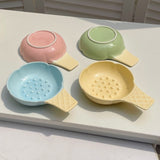 Yellow Adorable Ice Cream Cone Ceramic Slow Feeder Pet Bowl - Fun Anti-Gulp Design for Cats & Dogs - Top-Down View