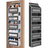 Black Heavy Duty 5-Tier Over-The-Door Hanging Organizer - Space-Saving Storage with Clear Windows & Mesh Pockets