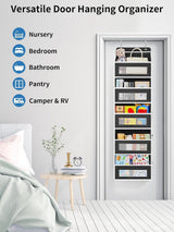 Grey Heavy Duty 5-Tier Over-The-Door Hanging Organizer - Space-Saving Storage with Clear Windows & Mesh Pockets - 45-Degree Angle