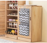 Grey And White Chic Chevron 2-Pocket Hanging Storage Organizer with Lids - Waterproof Oxford Cloth Wall & Door Mount - Front View