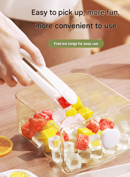 White Innovative Press-Release Ice Cube Maker - Dual Layer Trays & Storage Bin (48 Cubes)