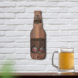Brown Rustic Wooden Wall-Mounted Bottle Opener with Cap Catcher - Vintage Beer Opener for Bar & Kitchen - Top-Down View
