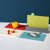 Coloerful 4-Piece Colour-Coded Index Cutting Board Set with Storage Stand - Food-Safe PP, Non-Slip, Easy Clean Kitchen Chopping Boards - Front View