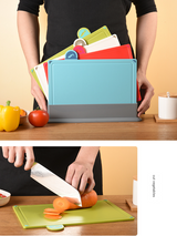 Coloerful 4-Piece Colour-Coded Index Cutting Board Set with Storage Stand - Food-Safe PP, Non-Slip, Easy Clean Kitchen Chopping Boards - 45-Degree Angle