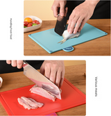 Coloerful 4-Piece Colour-Coded Index Cutting Board Set with Storage Stand - Food-Safe PP, Non-Slip, Easy Clean Kitchen Chopping Boards - Rear View
