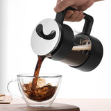 Black Classic 1000ml French Press Coffee & Tea Maker - Heat Resistant Borosilicate Glass, Stainless Steel Filter - Side View