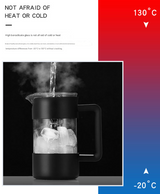 Black Classic 1000ml French Press Coffee & Tea Maker - Heat Resistant Borosilicate Glass, Stainless Steel Filter - Rear View