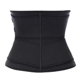 Size XXL Black Womens Sweat-Enhancing Waist Trainer Belt - Dual Strap Zipper Tummy Control Cincher for Workout & Postpartum Shaping - Front View