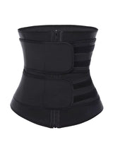 Size XXXL Black Womens Sweat-Enhancing Waist Trainer Belt - Dual Strap Zipper Tummy Control Cincher for Workout & Postpartum Shaping - Rear View