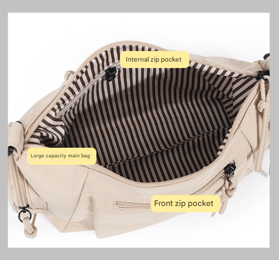 Pink Chic Lightweight Multi-Pocket Oxford Crossbody Bag - Waterproof Retro Shoulder Bag for Women