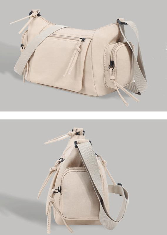 Pink Chic Lightweight Multi-Pocket Oxford Crossbody Bag - Waterproof Retro Shoulder Bag for Women