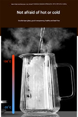 Transparent Elegant Ribbed Double Wall Glass French Press - 1000ml Heat Resistant Coffee and Tea Maker with Stainless Steel Filter - Close-Up Angle