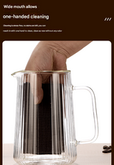 Transparent Elegant Ribbed Double Wall Glass French Press - 1000ml Heat Resistant Coffee and Tea Maker with Stainless Steel Filter - Low Angle