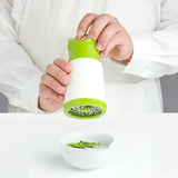 2 Pcs Green and White Manual Rotary Herb Grinder & Spice Mill - Effortless Mincing with Stainless Steel Blades for Fresh Herbs, Garlic & Spices - Front View