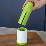 2 Pcs Green and White Manual Rotary Herb Grinder & Spice Mill - Effortless Mincing with Stainless Steel Blades for Fresh Herbs, Garlic & Spices - 45-Degree Angle