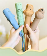 Blue Adorable Shark Silicone LED Flashlight for Kids - USB Rechargeable, Dimmable Brightness, Portable Night Light - Low Angle