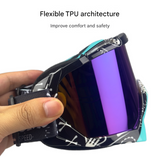 Cyan Frame and Transparent Sheet Versatile Sports Goggles - Windproof UV Protection for Skiing, Motorcycle, Cycling & Outdoor Adventures - Side View