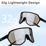 Black frame and photochromic silver lenses Photochromic Cycling Sunglasses - Lightweight TR90 Frame, HD Vision for Road Biking & Running - Front View