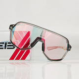 Grey frame and photochromic Grey lenses Photochromic Cycling Sunglasses - Lightweight TR90 Frame, HD Vision for Road Biking & Running - Close-Up Angle