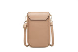 Beige Chic Quilted Crossbody Phone Bag - PU Leather Mini Purse with Floral Stitching & Adjustable Strap