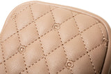 Beige Chic Quilted Crossbody Phone Bag - PU Leather Mini Purse with Floral Stitching & Adjustable Strap - Low Angle