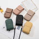 Yellow Chic Quilted Crossbody Phone Bag - PU Leather Mini Purse with Floral Stitching & Adjustable Strap - Front View