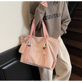 Pink Women's Large Capacity Nylon Tote Bag - Stylish Casual Shoulder with Detachable Pouch