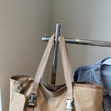 Beige Women's Large Capacity Nylon Tote Bag - Stylish Casual Shoulder with Detachable Pouch - Extra Image