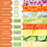 Green Versatile 14-in-1 Vegetable Chopper & Slicer Set - Multi-functional Kitchen Mandoline Dicer & Grater - Side View
