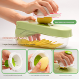 Green Versatile 14-in-1 Vegetable Chopper & Slicer Set - Multi-functional Kitchen Mandoline Dicer & Grater - Top-Down View