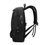 Black Modern Anti-Theft Laptop Backpack with USB Charging Port - Water-Repellent Travel & Business Bag for 15.6 Inch Laptops - Side View