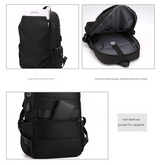 Black Modern Anti-Theft Laptop Backpack with USB Charging Port - Water-Repellent Travel & Business Bag for 15.6 Inch Laptops - Rear View