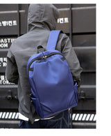 Blue Modern Anti-Theft Laptop Backpack with USB Charging Port - Water-Repellent Travel & Business Bag for 15.6 Inch Laptops - Front View