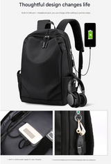 Blue Modern Anti-Theft Laptop Backpack with USB Charging Port - Water-Repellent Travel & Business Bag for 15.6 Inch Laptops - Rear View