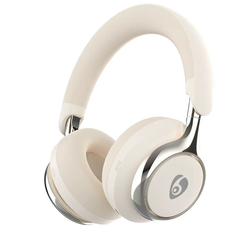 Beige Premium Wireless ANC Headphones - Bluetooth 5.4, 32H Playtime, Foldable Over-Ear Design, Comfort Earpads for Travel & Gaming