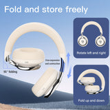 Beige Premium Wireless ANC Headphones - Bluetooth 5.4, 32H Playtime, Foldable Over-Ear Design, Comfort Earpads for Travel & Gaming - Side View