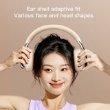 Beige Premium Wireless ANC Headphones - Bluetooth 5.4, 32H Playtime, Foldable Over-Ear Design, Comfort Earpads for Travel & Gaming - Top-Down View